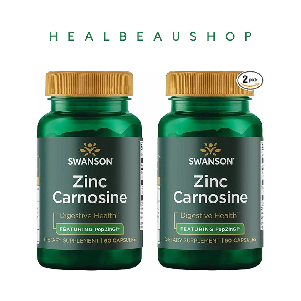 Swanson Zinc Carnosine (PepZin GI®) 60mg – Stomach & Digestive Support | 60 Capsules | Original USA Product