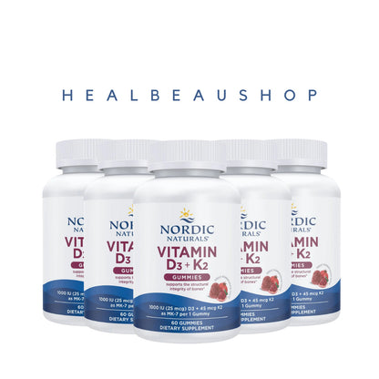 Nordic Naturals Kids Vitamin D3 + K2 Gummies – 1000 IU D3 & 45 mcg K2 | Bone & Growth Support | 60 Gummies | Original USA Product