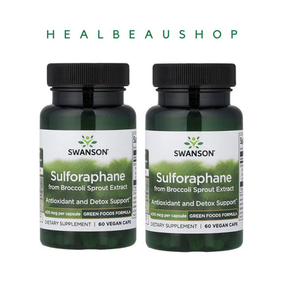 Swanson Sulforaphane from Broccoli Sprout Extract 400mcg – 60 Capsules | Antioxidant, Detox & Cellular Health Support | Original USA Produc