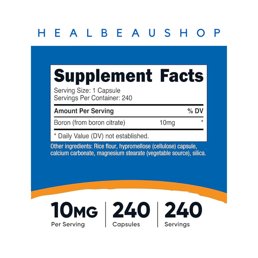 Nutricost Boron 3mg / 5mg / 10mg – 240 Capsules | Bone, Joint, Muscle & Hormonal Wellness Support | Original USA Product