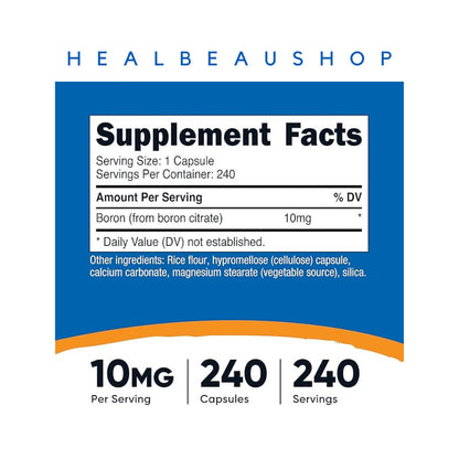 Nutricost Boron 3mg / 5mg / 10mg – 240 Capsules | Bone, Joint, Muscle & Hormonal Wellness Support | Original USA Product