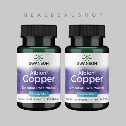 Swanson Albion® Copper 2mg – 300 Tablets | Essential Trace Mineral Support | Original USA Product