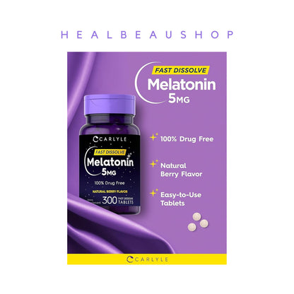 Carlyle Melatonin 5mg Berry – 300 Fast-Dissolve Tablets | Sleep & Relaxation Support | Original USA Product